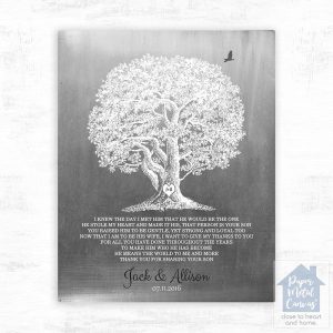 Tin White Oak Tree Wedding Wall Plaque Gift for Mother Of The Groom LTC-1406