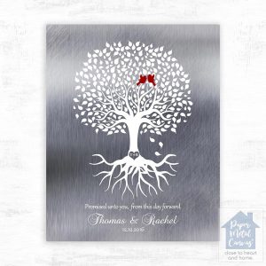 Tin White Tree with Roots Engagement Wall Plaque Gift for Couple LTC-1421