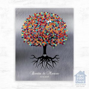Tin Colorful Tree with Roots Engagement Wall Plaque Gift for Couple LTC-1423