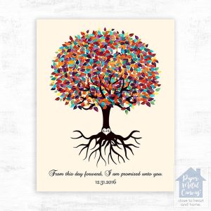 Colorful Tree with Roots Engagement Wall Plaque Gift for Couple LTC-1425