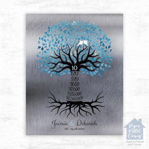 Tin Countdown Tree 10th Anniversary Wall Plaque Gift for Couple LTC-1440