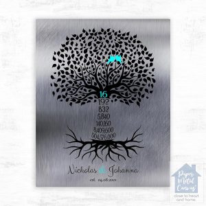 Tin Countdown Tree 16th Anniversary Wall Plaque Gift for Couple LTC-1446