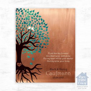 Copper Half Turquoise Tree Engagement Wall Plaque Gift for Fiancé LTC-1455