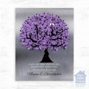 Tin Purple Tree 10th Anniversary Wall Plaque Gift for Couple LTC-1480