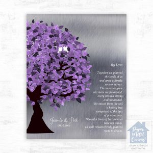 Tin Half Purple Tree 10th Anniversary Wall Plaque Gift for Couple LTC-1484