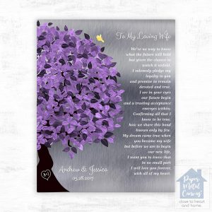 Tin Half Purple Tree Wedding Wall Plaque Gift for Bride And Groom LTC-1490
