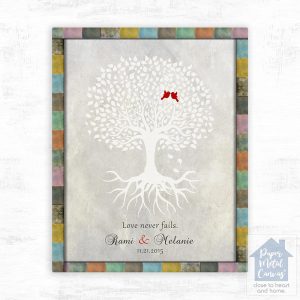 White Tree with Roots Anniversary Wall Plaque Gift for Couple LTC-1524