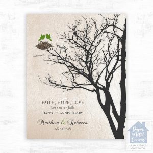 Branchy Tree Peridot Birds 3rd Anniversary Wall Plaque Gift for Couple LTC-1545