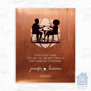 Copper Couple Silhouette 7th Anniversary Wall Plaque Gift for Couple LTC-1565