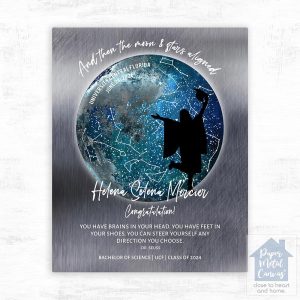 Tin Moon and Star Map graduation Wall Plaque Gift for Graduate LTC-1575