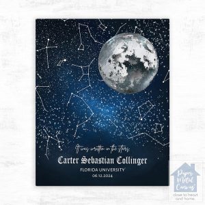 Moon and Star Map graduation Wall Plaque Gift for Graduate LTC-1578