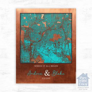 Copper City Map 7th Anniversary Wall Plaque Gift for Couple LTC-1584