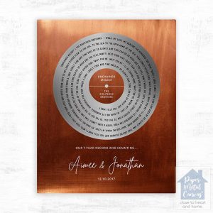Copper Our Song Lyrics Record Label 7th Anniversary Wall Plaque Gift for Couple LTC-1589