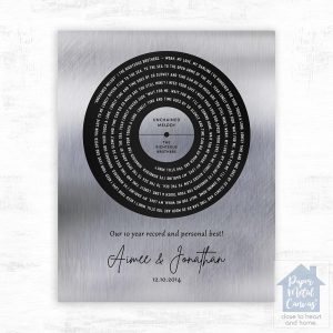Tin Our Song Lyrics Record Label 10th Anniversary Wall Plaque Gift for Couple LTC-1590