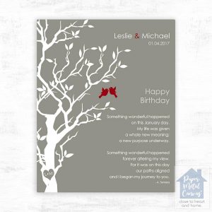 White Knobby Tree Spouse Birthday Wall Plaque Gift for Spouse LTC-1713