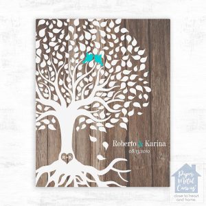 Wood Tree with Roots 5th Anniversary Wall Plaque Gift for Couple LTC-1727