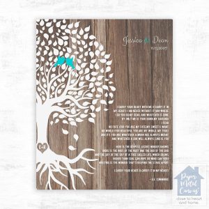Wood Half Tree with Roots 5th Anniversary Wall Plaque Gift for Couple LTC-1730