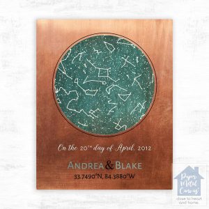 Copper Star Map 7th Anniversary Wall Plaque Gift for Couple LTC-1737