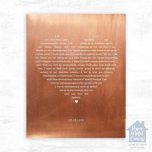 Copper Heart Shape Song Lyrics 7th Anniversary Wall Plaque Gift for Couple LTC-1786