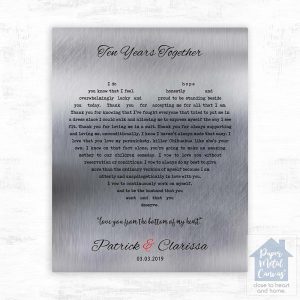 Tin Heart Shape Song Lyrics 10th Anniversary Wall Plaque Gift for Couple LTC-1791