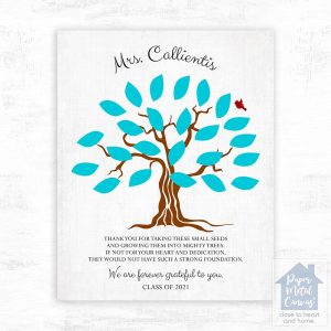 Names in Leaves Teacher Appreciation Wall Plaque Gift for Educator LTC-1795