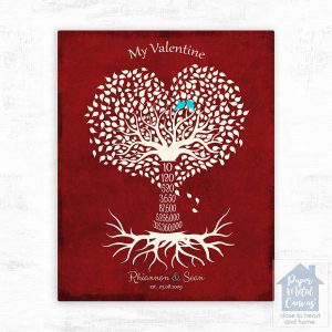 Red Tin Heart Shape Tree Valentine's Day Wall Plaque Gift for Couple LTC-1819
