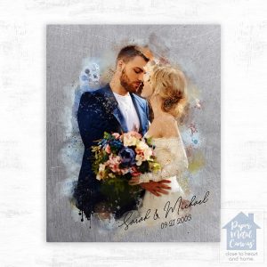 Tin Watercolor Portrait 10th Anniversary Wall Plaque Gift for Couple LTC-1836