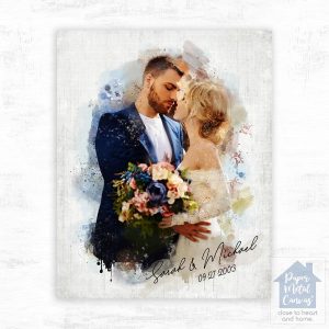 Watercolor Portrait 1st Anniversary Wall Plaque Gift for Couple LTC-1843