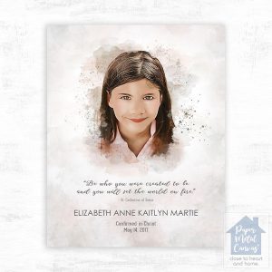 Cotton Watercolor Portrait Faith Milestone Wall Plaque Gift for Child LTC-1851