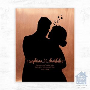 Copper Couple Silhouette 7th Anniversary Wall Plaque Gift for Couple LTC-1858