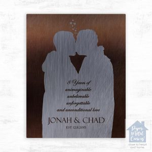Bronze Couple Silhouette 8th Anniversary Wall Plaque Gift for Couple LTC-1862