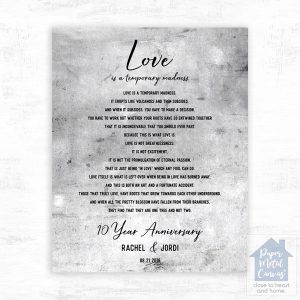 Tarnished Tin Wedding Reading 10th Anniversary Wall Plaque Gift for Couple LTC-1904