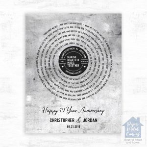 Tarnished Tin Our Song Lyrics 10th Anniversary Wall Plaque Gift for Couple LTC-1910