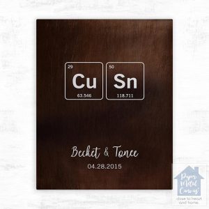 Bronze Periodic Table Element 8th Anniversary Wall Plaque Gift for Couple LTC-1917