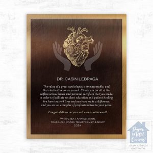 Bronze Heart Organ Anatomy Retirement Wall Plaque Gift for Doctor LTC-2103