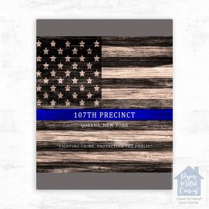 Tin Thin Blue Line American Flag Recognition Wall Plaque Gift for Police LTC-2111