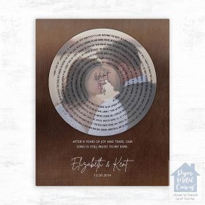 Bronze Our Song Lyrics Record Label Photo 8th Anniversary Wall Plaque Gift for Couple LTC-2116