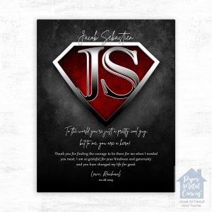 Super Hero Initials in Shield Gratitude Wall Plaque Gift for Hero LTC-2145