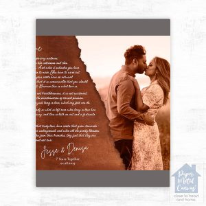 Copper Wedding Photo and Vows 7th Anniversary Wall Plaque Gift for Couple LTC-2160