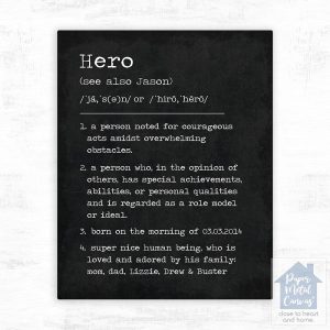 Hero Dictionary Definition Custom Name Birthday Wall Plaque Gift for Son LTC-2166