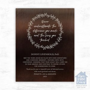 Bronze Farewell Retirement From Employer Retirement Wall Plaque Gift for Employee LTC-2168