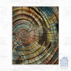 Colorful Rings Names in Tree Heart Initials Anniversary Wall Plaque Gift for Couple LTC-2176