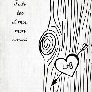 Customize Carved Initials in Tree Trunk Valentine Poster