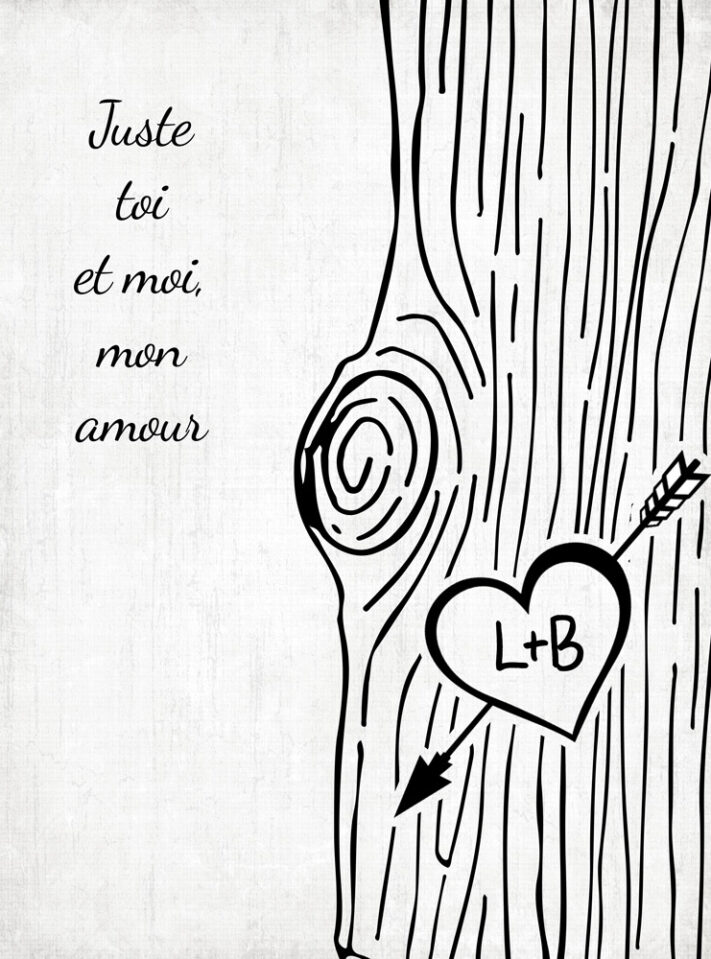 Customize Carved Initials in Tree Trunk Valentine Poster