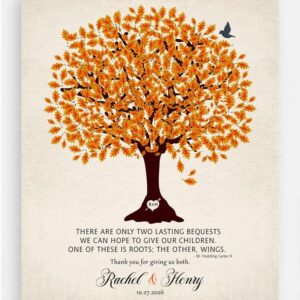 Sentimental Wedding Gift for Parents: Personalized Oak Tree Plaque