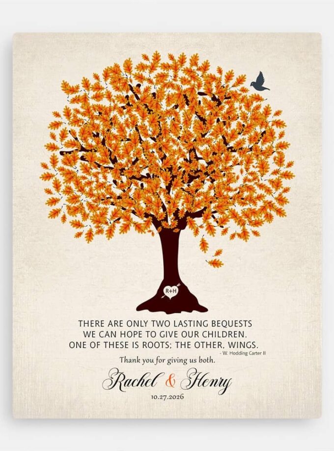 Sentimental Wedding Gift for Parents: Personalized Oak Tree Plaque Sentimental Wedding Gift for Parents: Personalized Oak Tree Plaque