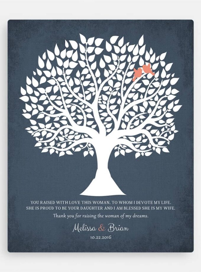 Classic Wedding Gift for Mother of The Bride: Personalized Silhouette Tree Plaque Classic Wedding Gift for Mother of The Bride: Personalized Silhouette Tree Plaque