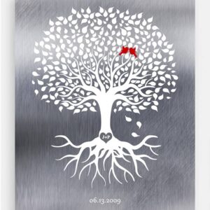 Generational 10 Year Anniversary Gift for Couples: Personalized Tree of Life Tin Plaque, Couple Love Art LT-1210