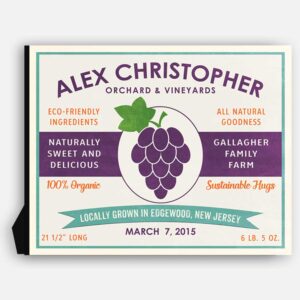 Grape Orchard Vineyard Custom Fruit Crate Label Style Organic Nursery Layette  #ABP-1003