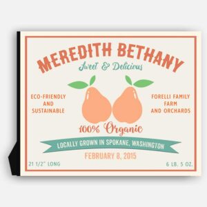Pears Sweet Delicious Custom Fruit Crate Label Style Organic Nursery Layette  #ABP-1004